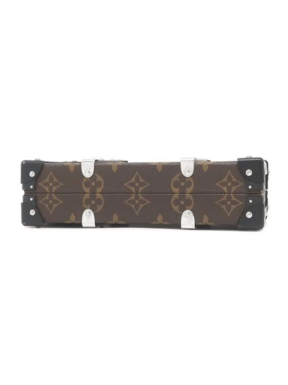 Louis Vuitton Clutch Wallet Trunk Monogram Macassar Silver Brown Black